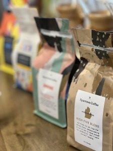 A photo of various coffee blends from Sparrows Coffee.
